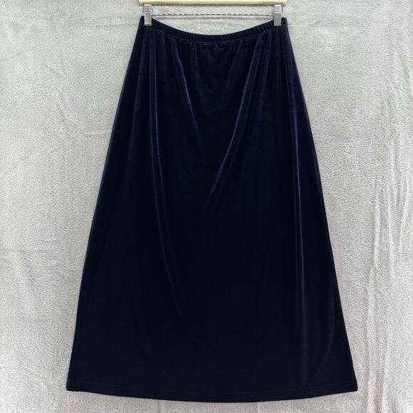 VTG Talbots Skirt Womens M Purple Black Velvet Pullon Elastic Waist Maxi Length - Picture 5 of 11